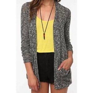SPARKLE FADE URBAN OUTFITTERS White Black Open Marled Knit Cardigan Sweater XS